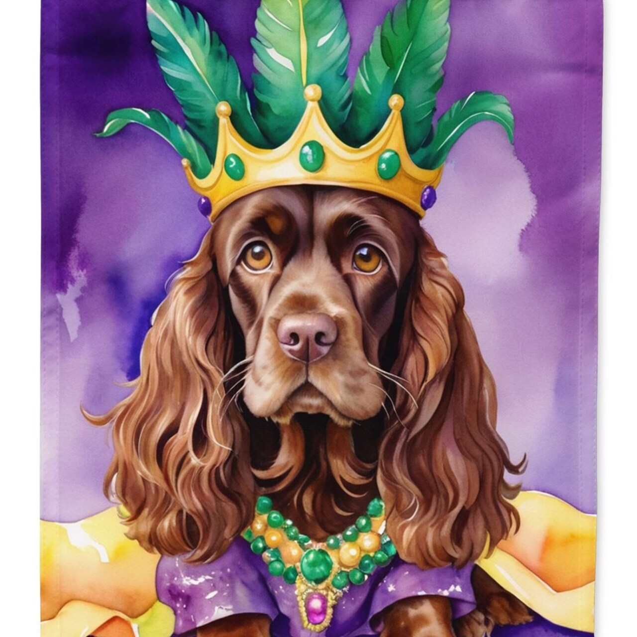 Edge Collections - 28" X 40" - Multicolor - Cocker Spaniel King of Mardi Flag - 1 Piece